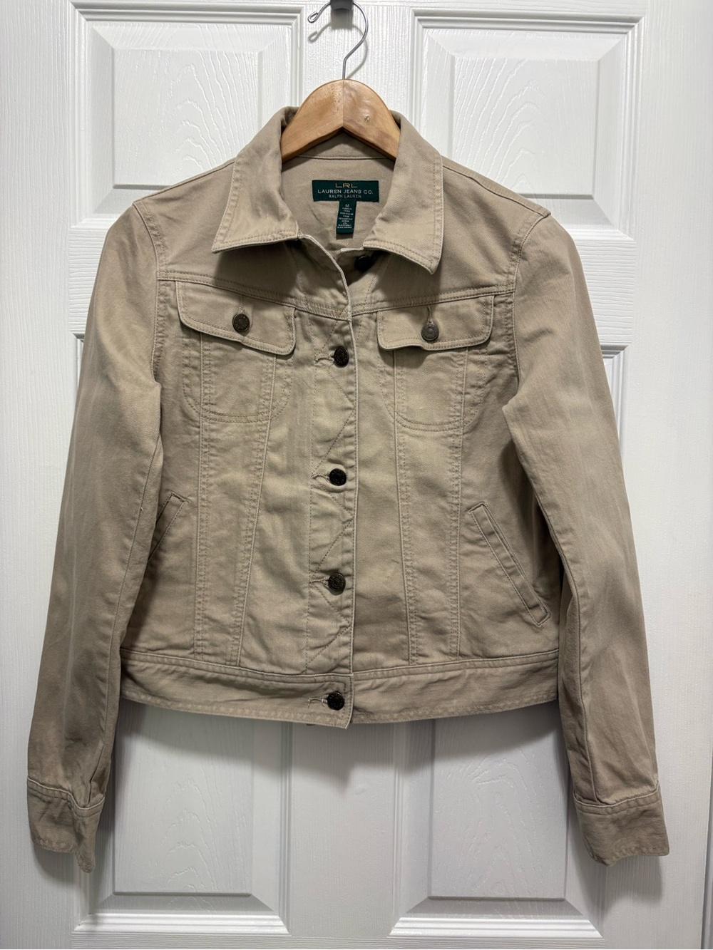 Neutral Stretch Denim Trucker Jacket Ralph Lauren Jeans Co M
